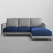 Swaloni RHS 4 Seater L Shape Sofa Set for Living Room (Blue Grey) Premium Fabric Sofa