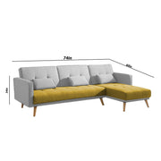 Convertible Futon RHS 4 Seater Sofa Cum Bed with Adjustable Backrest Sofa for Living Room (Blue Grey Colour) Premium Fabric Sofa