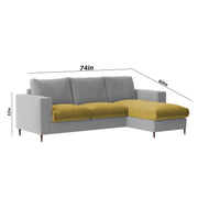 Charmi RHS 4 Seater L Shape Sofa Set for Living Room (Yellow Grey Fabric) Premium Fabric Sofa