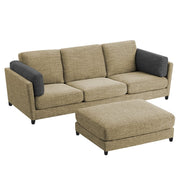 Nairo 4 Seater Interchangeable L Shape Sofa with Ottoman for Living Room (Cream Fabric)