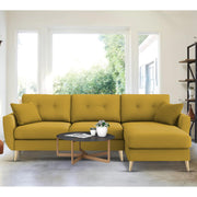 Lizel RHS 4 Seater L Shape Sofa Set for Living Room (Yellow Fabric) Premium Velvet Fabric Sofa