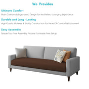 Kaven 3 Seater Sofa Set for Living Room (Brown Grey Colour Fabric) Premium Fabric Sofa