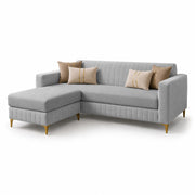 Casaliving Daxos 4 Seater L Shape Sofa Set with Movable Ottoman | Flexible Left or Right Layout | Cozy Velvet Fabric | Soft Touch Seating | Modern Designer Sofa for Living Room (Black)