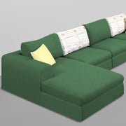 Badger LHS 6 Seater L Shape Sofa Set for Living Room (Black Fabric) Premium Fabric Sofa