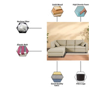 Dorian LHS 4 Seater L Shape Sofa Set for Living Room (Cream Fabric) Premium Fabric Sofa