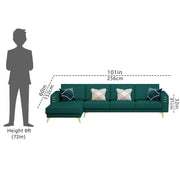 Falco LHS 6 Seater L Shape Sofa Set for Living Room (Pine Fabric) Premium Fabric Sofa