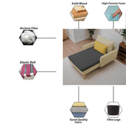 Vive 1 Seater Lounge Sofa for Living Room (Cream Black Colour) Premium Fabric Sofa