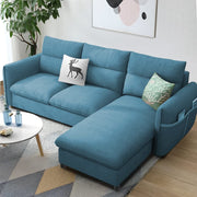 Andon 4 Seater L Shape Sofa Set for Living Room (Light Blue Fabric) Right Side Sofa