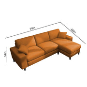 Martin 4 Seater RHS L Shape Sofa Set for Living Room (Orange Colour Fabric)