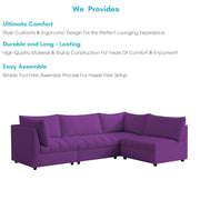 Lenser L Shaped Sofa Set for Living Room (Purple Fabric) Premium Fabric Sofa Set