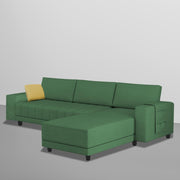 Linus RHS 4 Seater L Shape Sofa Set for Living Room (Green Fabric) Premium Fabric Sofa