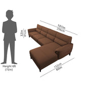 Janifer RHS 6 Seater L Shape Sofa Set for Living Room (Brown Colour) Premium Fabric Sofa Set