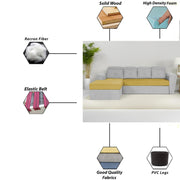 Elvi LHS 6 Seater L Shape Sofa Set for Living Room (Yellow Grey Fabric) Premium Fabric Sofa