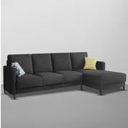 Swaloni RHS 6 Seater L Shape Sofa Set for Living Room (Black) Premium Fabric Sofa