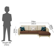 Falco RHS 4 Seater L Shape Sofa Set for Living Room (Cream Brown Fabric) Premium Fabric Sofa