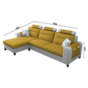 Lanorome LHS 4 Seater L Shape Sofa Set for Living Room- (Yellow Grey) Premium Fabric Sofa