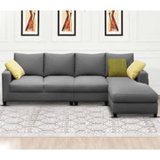 Rihan 6 Seater L Shape Sofa Set Living Room (Grey Fabric) Right Side Sofa