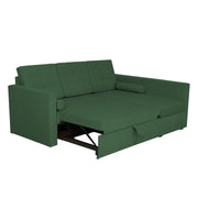 Megan RHS 4 Seater L Shaped Sofa Cum Bed for Living Room (Green Fabric) Premium Fabric Sofa