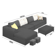 Badger RHS 8 Seater L Shape Sofa Set with Center Table for Living Room (Grey Fabric) Premium Fabric Sofa