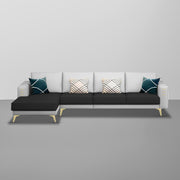 Falco LHS 6 Seater L Shape Sofa Set for Living Room (Black Grey Fabric) Premium Fabric Sofa