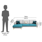 Falco LHS 4 Seater L Shape Sofa Set for Living Room (Turquise Grey Fabric) Premium Fabric Sofa