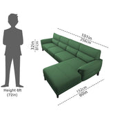 Janifer RHS 6 Seater L Shape Sofa Set for Living Room (Green Colour) Premium Fabric Sofa Set