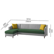 Neyami LHS 6 Seater L Shape Sofa Set for Living Room (Green Grey) Premium Fabric Sofa Set