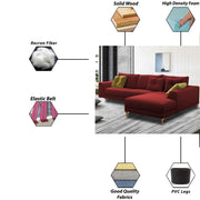 Viva RHS 6 Seater L Shape Sofa Set for Living Room (Maroon) Premium Fabric Sofa