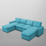 Rone 6 Seater L-Shaped & U-Shaped Sofas Set for Living Room – (Turquise Colour Fabric) Premium Comfort Sofa