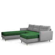 Ashton RHS 4 Seater L Shape Sofa Set with Center Table for Living Room (Green Grey Fabric) Premium Fabric Sofa