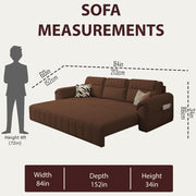 Alicia 3 Seater Sofa Cum Bed for Living Room (Brown Fabric) Premium Fabric Sofa