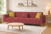 Velour Modern Velvet Sofa, Tufted Design Upholstered 3 Seater Sofa Set for Living Room, (Black Colour) Premium Velvet Fabric Sofa