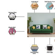 Duckby 3 Seater Sofa Set for Living Room (Black Colour) Premium Fabric Sofa