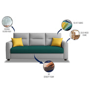 Evona 3 Seater Sofa Set for Living Room (Pine Grey Colour Fabric) Premium Fabric Sofa