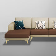 Falco LHS 6 Seater L Shape Sofa Set for Living Room (Cream Brown Fabric) Premium Fabric Sofa