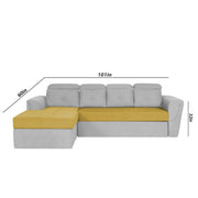 Elvi LHS 6 Seater L Shape Sofa Set for Living Room (Yellow Grey Fabric) Premium Fabric Sofa