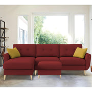 Lizel LHS 4 Seater L Shape Sofa Set with Center Table for Living Room (Maroon Fabric) Premium Velvet Fabric Sofa