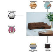 Cortina RHS 4 Seater L Shape Sofa Set for Living Room (Brown Fabric) Premium Fabric Sofa