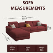 Orion LHS 6 Seater L Shape Sofa Set for Living Room (Maroon Colour) Premium Fabric Sofa