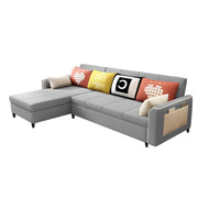 Denis 5 Seater L Shape Sofa Set for Living Room (Grey Fabric) Premium Fabric Sofa