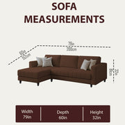 Oslo 4 Seater LHS L Shape Sofa Set for Living Room (Brown Fabric) Premium Fabric Sofa Set for Living Room