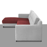 Fracher LHS 4 Seater L Shape Sofa Set for Living Room (Maroon Grey Fabric) Premium Fabric Sofa