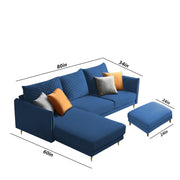 Casaliving Stanly LHS 4 Seater L Shape Sofa with Center Table for Living Room (Blue Fabric)