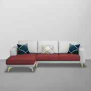 Falco LHS 4 Seater L Shape Sofa Set for Living Room (Maroon Grey Fabric) Premium Fabric Sofa