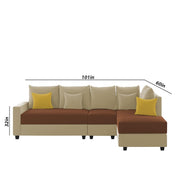 Inclair RHS 6 Seater L Shape Sofa Set for Living Room (Cream Brown Fabric) Premium Fabric Sofa