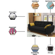 Leadown 3 Seater Sofa for Living Room (Black) Premium Fabric Sofa