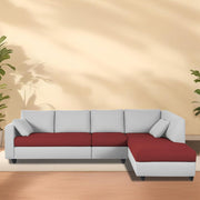 Dorian RHS 6 Seater L Shape Sofa Set for Living Room (Maroon Grey Fabric) Premium Fabric Sofa
