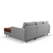 Ashton RHS 4 Seater L Shape Sofa Set with Center Table for Living Room (Brown Grey Fabric) Premium Fabric Sofa