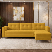 Casaliving Flexora Modern Velvet Fabric Upholstered 3 Seater Sofa Set with Ottoman for Living Room, Premium Velvet Fabric Sofa (Black Colour)