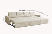 Casaliving Treshta 6 Seater LHS L - Shape Pull-Out Sofa Cum Bed Sofa for Living Room (Dark Grey Fabric Color) Premium Fabric Sofa Set for Living Room Sofa Cum Bed